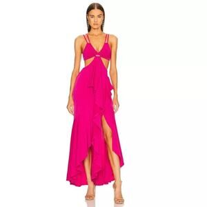 Michael Costello X REVOLVE Trent Gown Maxi Dress Hot Pink Size Medium NWT